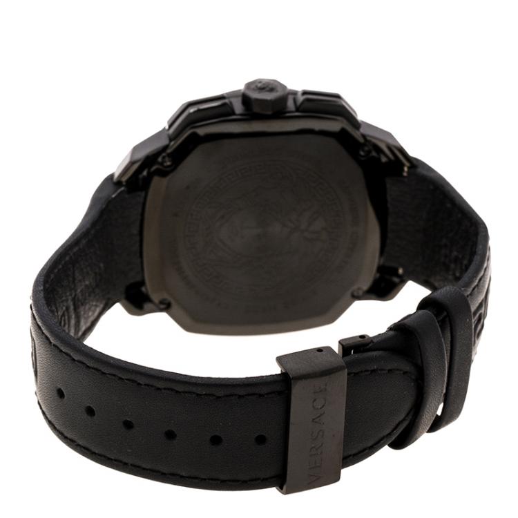 Pre Owned Versace Black Stainless Steel Dylos Chronograph  VQC020015 Men's Wristwatch 44 mm