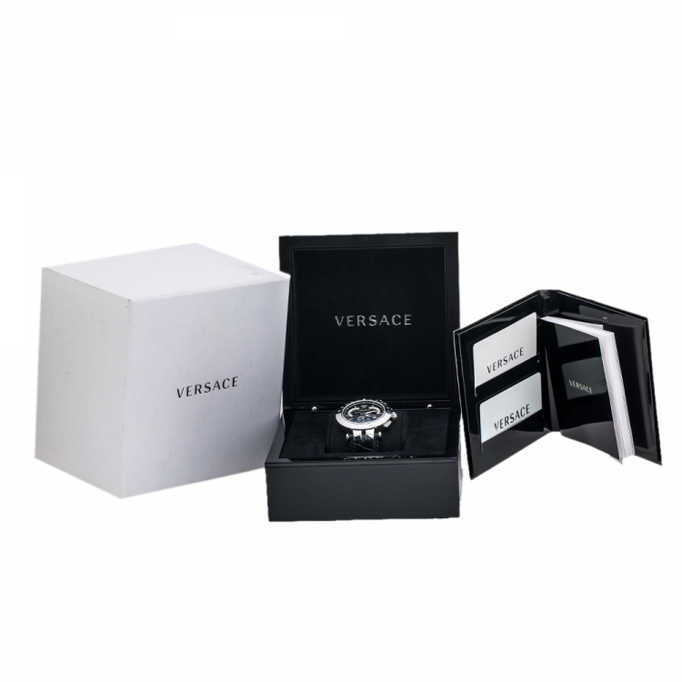 Pre Owned Versace Black Stainless Steel V Race 23C Men's Wristwatch 42 mm