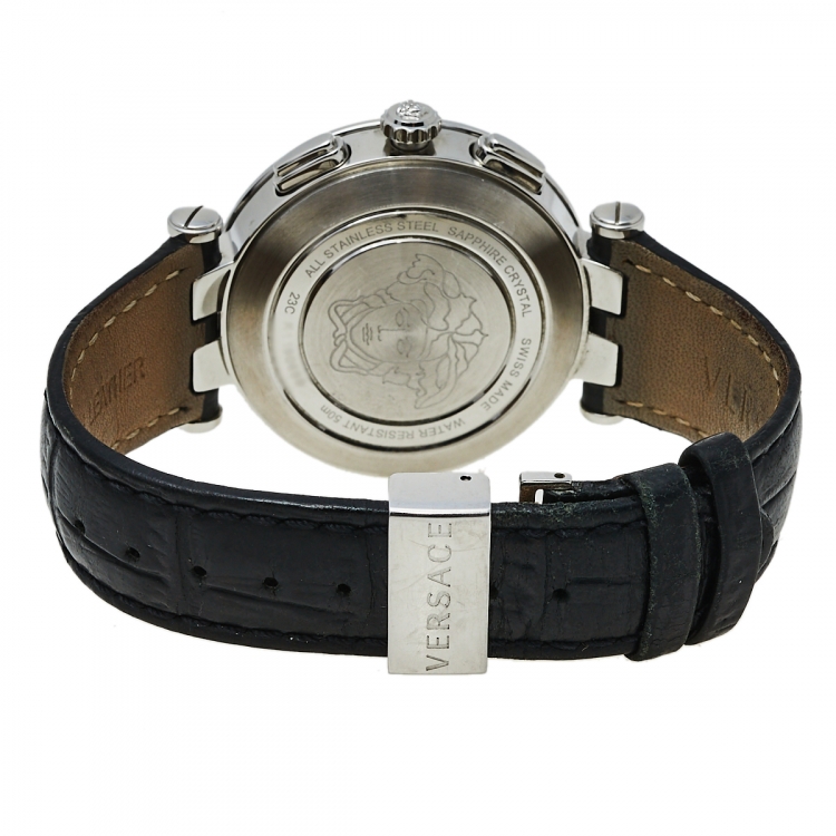 Pre Owned Versace Black Stainless Steel V Race 23C Men's Wristwatch 42 mm