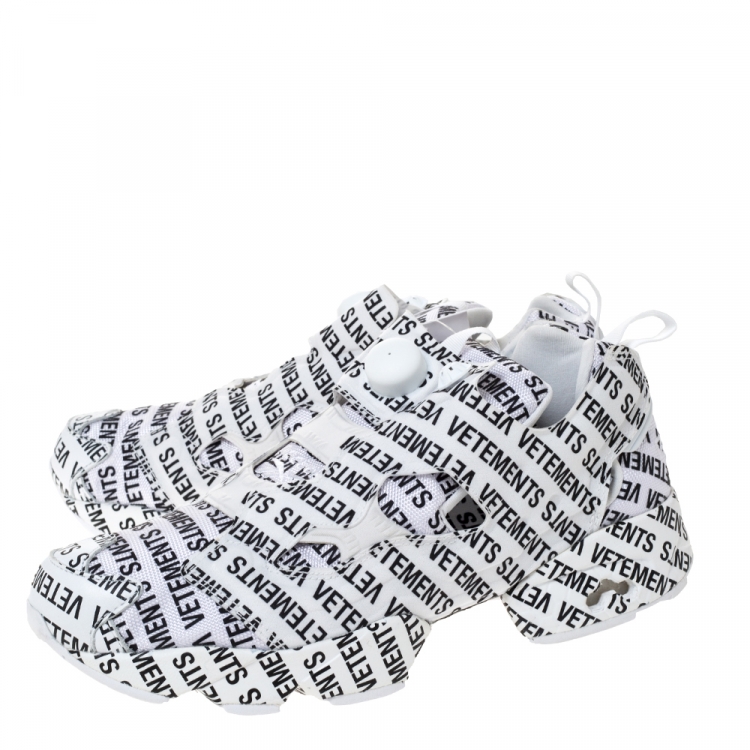 Pre Owned Vetements White/Black Monogram Nylon And Fabric Instapump Fury Sneakers Size 42.5