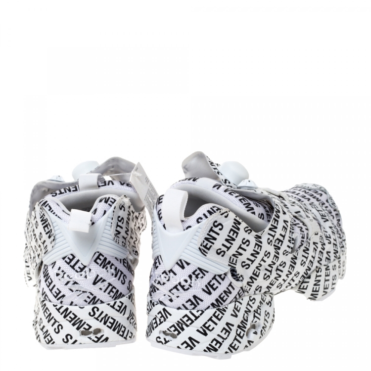 Pre Owned Vetements White/Black Monogram Nylon And Fabric Instapump Fury Sneakers Size 42.5