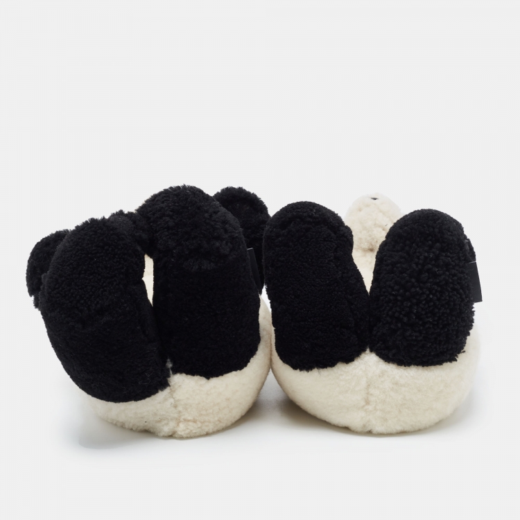 Pre Owned Vetements White/Black Fur Shearing Slippers Size 41
