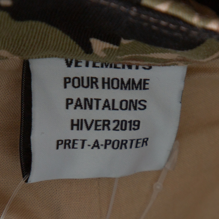 Pre Owned Vetements Green Camouflage Print Cotton Cutout Military Pants S