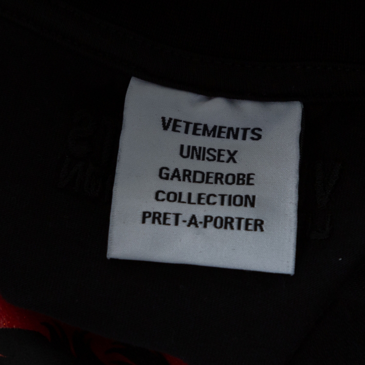Pre Owned Vetements Black Jersey Knit Wild Unicorn T-Shirt S