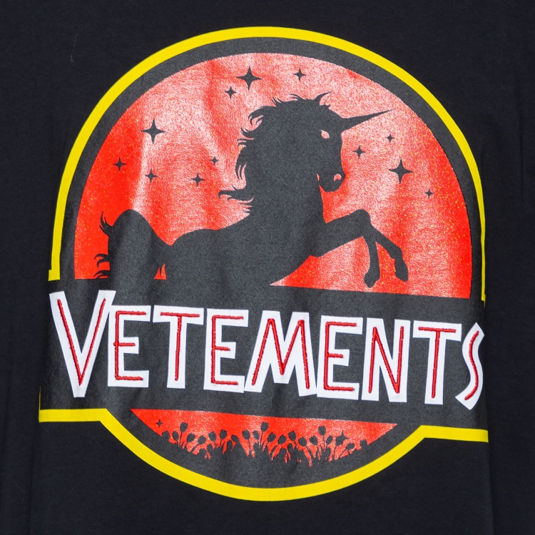 Pre Owned Vetements Black Jersey Knit Wild Unicorn T-Shirt S