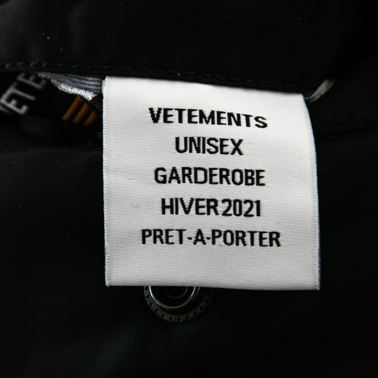 Pre Owned Vetements Black Padded Zip Front Puffer Jacket M