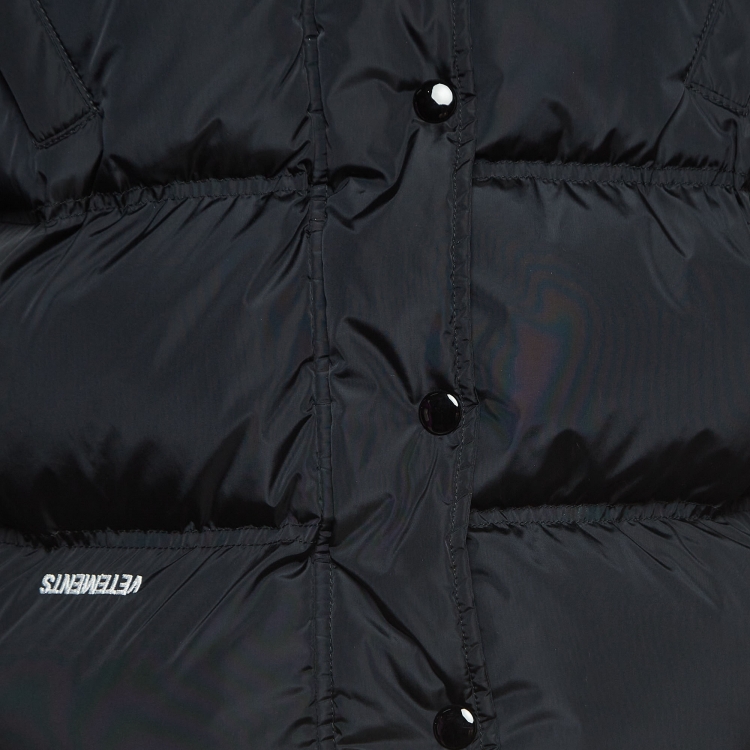 Pre Owned Vetements Black Quilted Nylon Blend Logo Plaque Upside-Down Puffer Jacket L