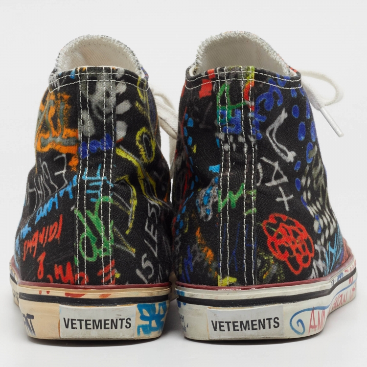 Pre Owned Vetements Multicolor Graffiti Canvas High Top Sneakers Size 41