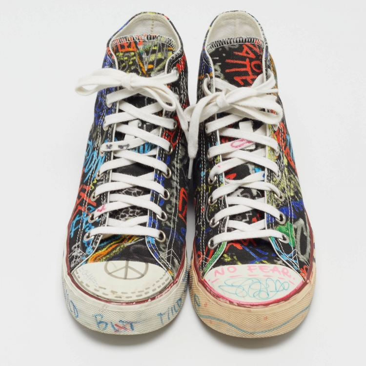 Pre Owned Vetements Multicolor Graffiti Canvas High Top Sneakers Size 41