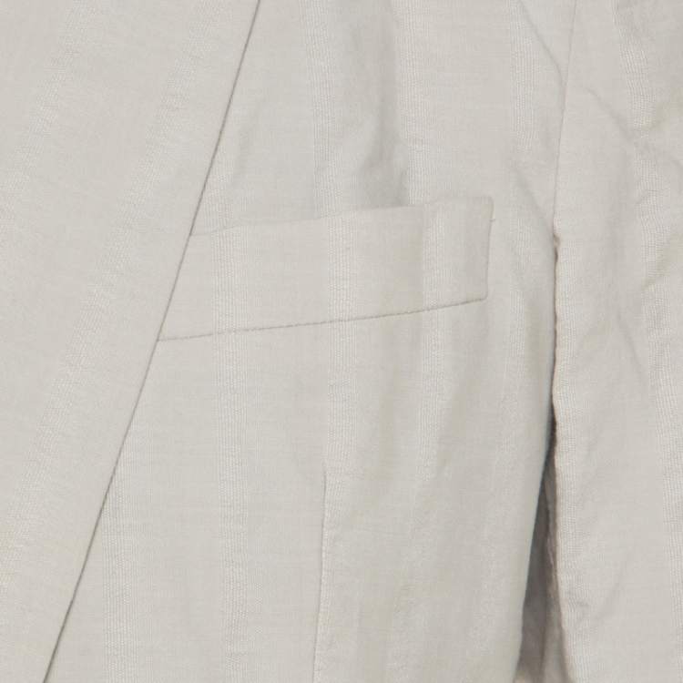 Pre Owned Viktor & Rolf Monsieur Beige Self Striped Seer Sucker Cotton Blazer M