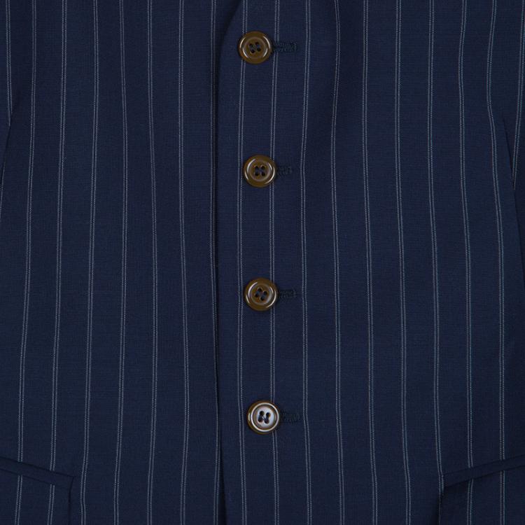 Pre Owned Vivienne Westwood Navy Blue Striped Wool Contrast Back Panel Detail Waistcoat L