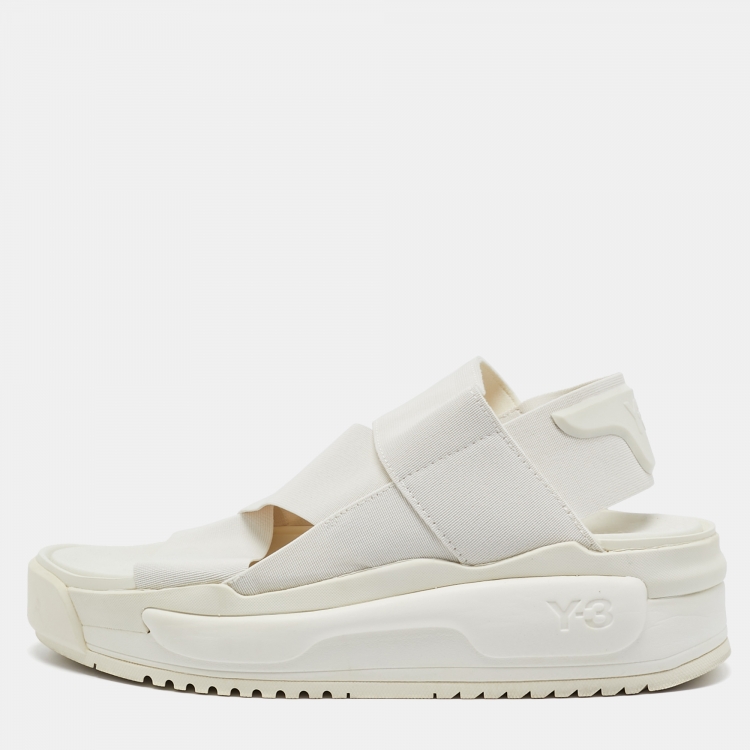 Pre Owned Y-3 White Elastic Fabric Rivalry Sandals Size 44