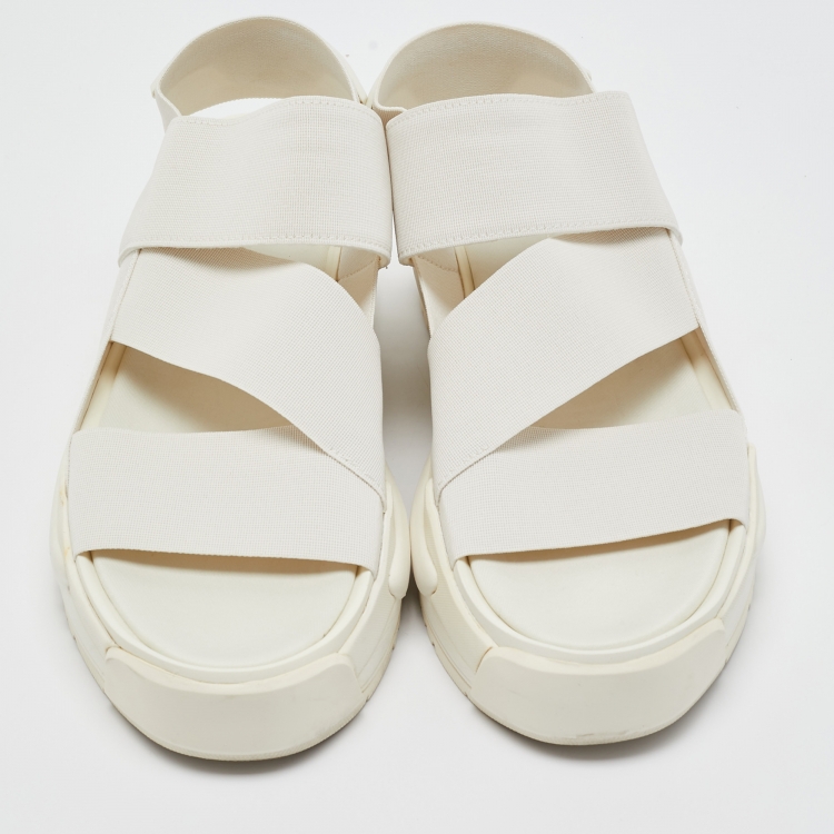 Pre Owned Y-3 White Elastic Fabric Rivalry Sandals Size 44