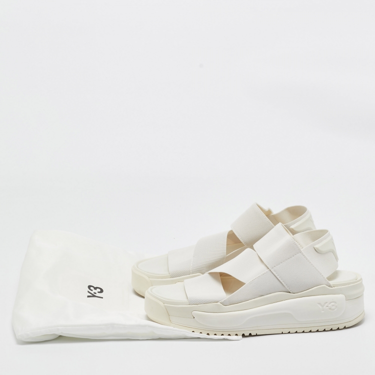 Pre Owned Y-3 White Elastic Fabric Rivalry Sandals Size 44