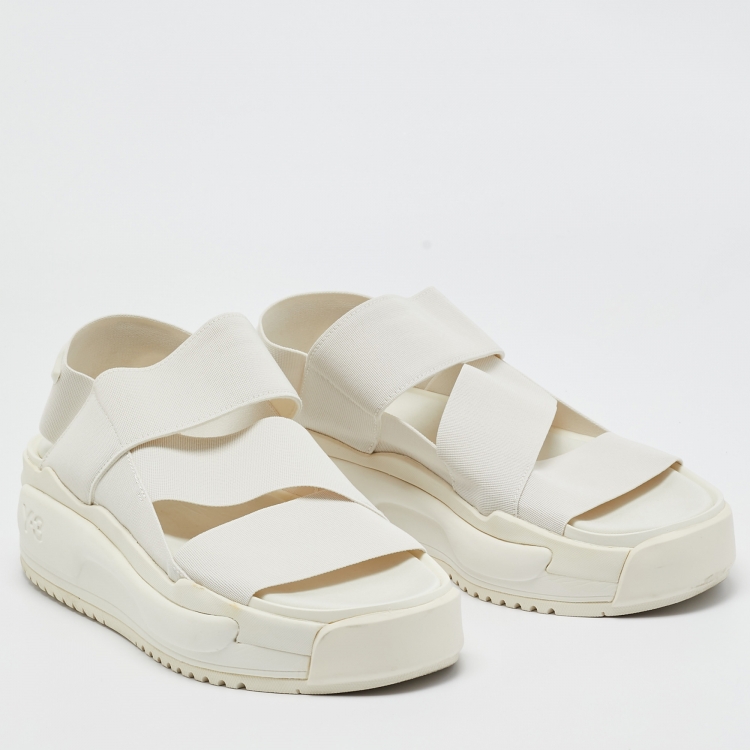 Pre Owned Y-3 White Elastic Fabric Rivalry Sandals Size 44