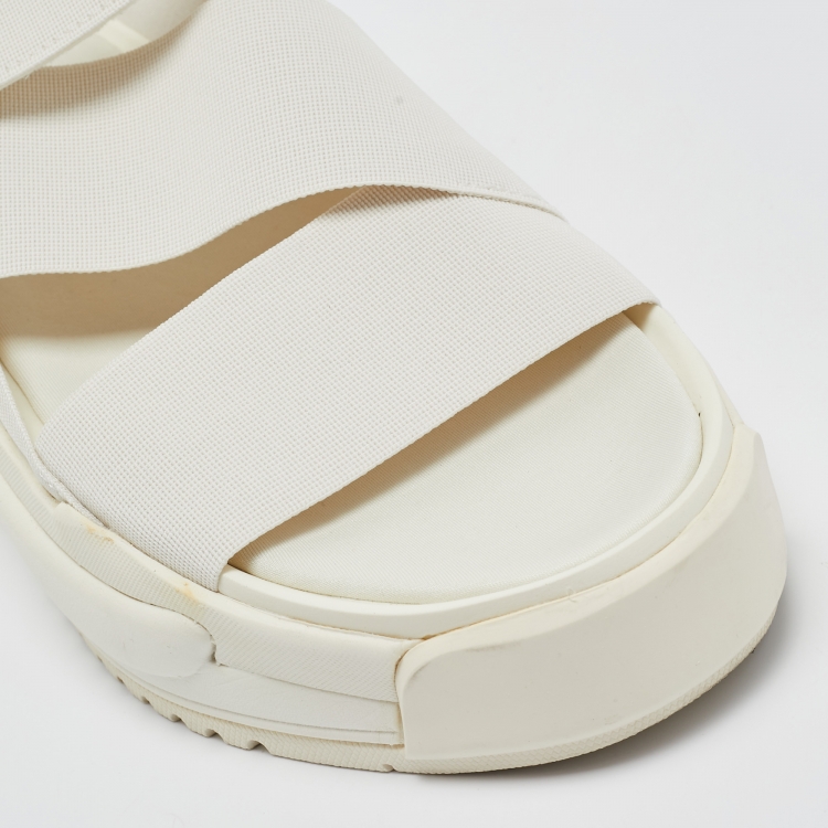 Pre Owned Y-3 White Elastic Fabric Rivalry Sandals Size 44
