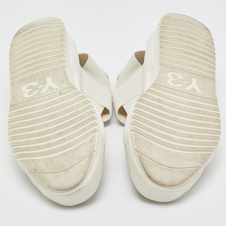 Pre Owned Y-3 White Elastic Fabric Rivalry Sandals Size 44