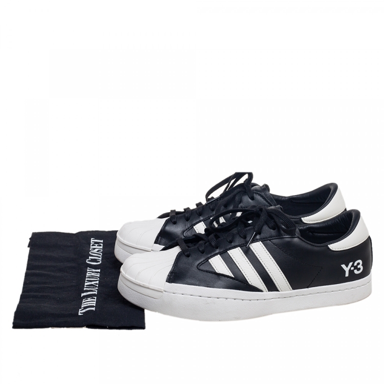 Pre Owned Y-3 White/Black Leather Yohji Star Low-Top Sneakers Size 42 2/3