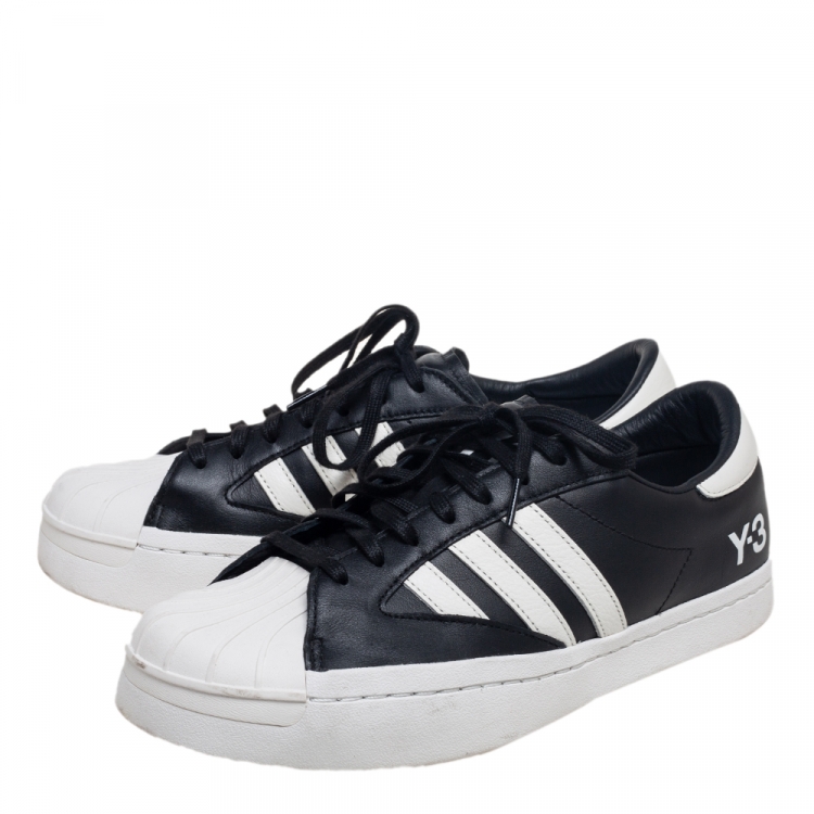 Pre Owned Y-3 White/Black Leather Yohji Star Low-Top Sneakers Size 42 2/3