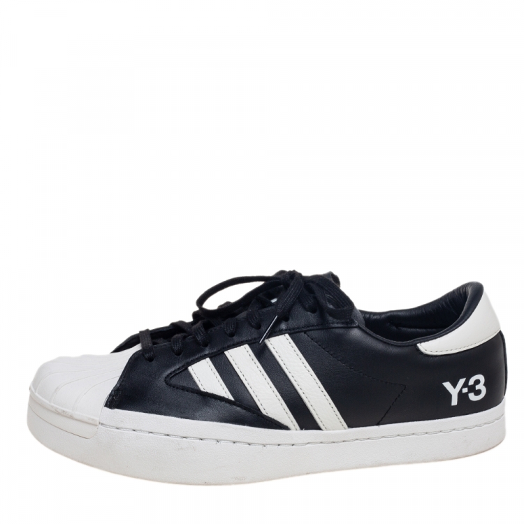 Y-3 White/Black Leather Yohji Star Low-Top Sneakers Size 42 2/3 Y