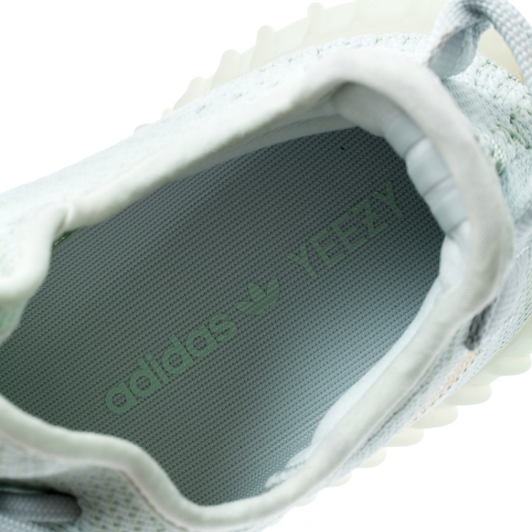 Pre Owned Yeezy x Adidas Light Green Cotton Knit Boost 350 V2 Hyperspace Sneakers Size 42.5