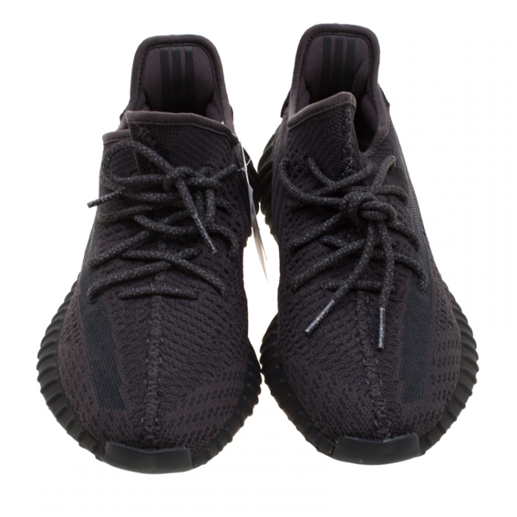 Pre Owned Yeezy x Adidas Black Cotton Knit Boost 350 V2 Sneakers Size 44.5