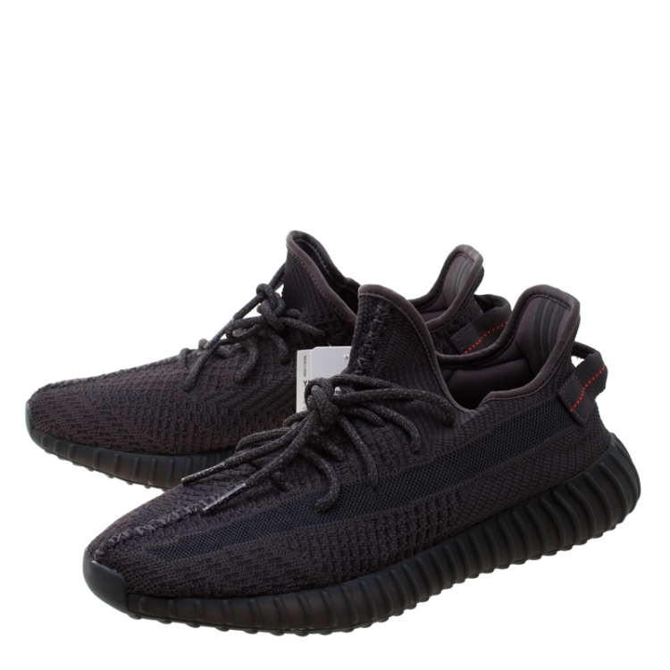 Pre Owned Yeezy x Adidas Black Cotton Knit Boost 350 V2 Sneakers Size 44.5