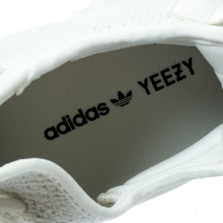Pre Owned Yeezy x Adidas Cream White Cotton Knit Boost 350 V2 Sneakers Size 42.5