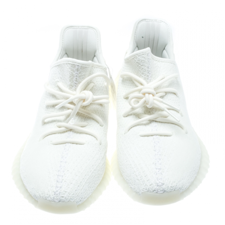 Pre Owned Yeezy x Adidas Cream White Cotton Knit Boost 350 V2 Sneakers Size 42.5
