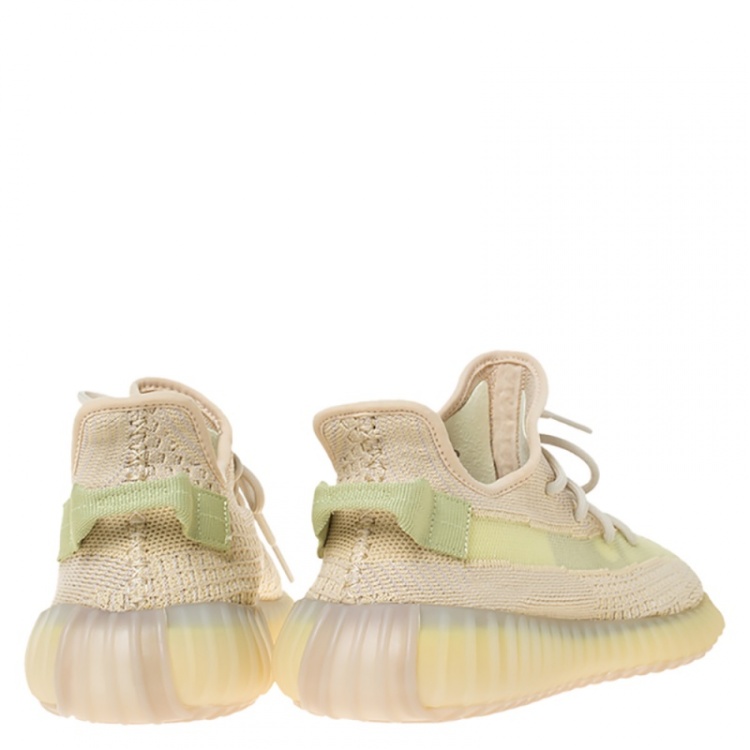 Pre Owned Yeezy Flax Cotton Knit Boost 350 V2 Sneakers Size 42