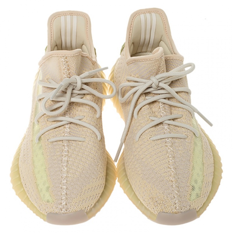 Pre Owned Yeezy Flax Cotton Knit Boost 350 V2 Sneakers Size 43.5