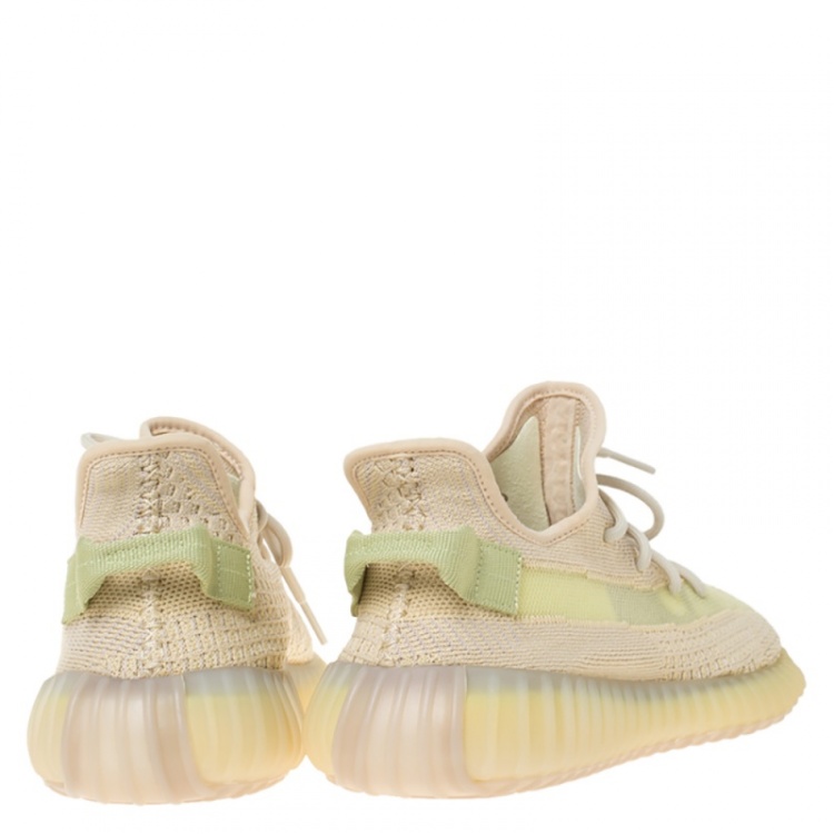 Pre Owned Yeezy Flax Cotton Knit Boost 350 V2 Sneakers Size 43.5