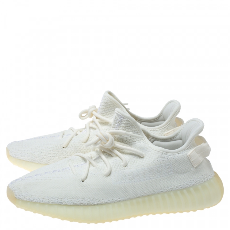 Pre Owned Yeezy x Adidas White Cotton Knit Boost 350 V2 Sneakers Size 48