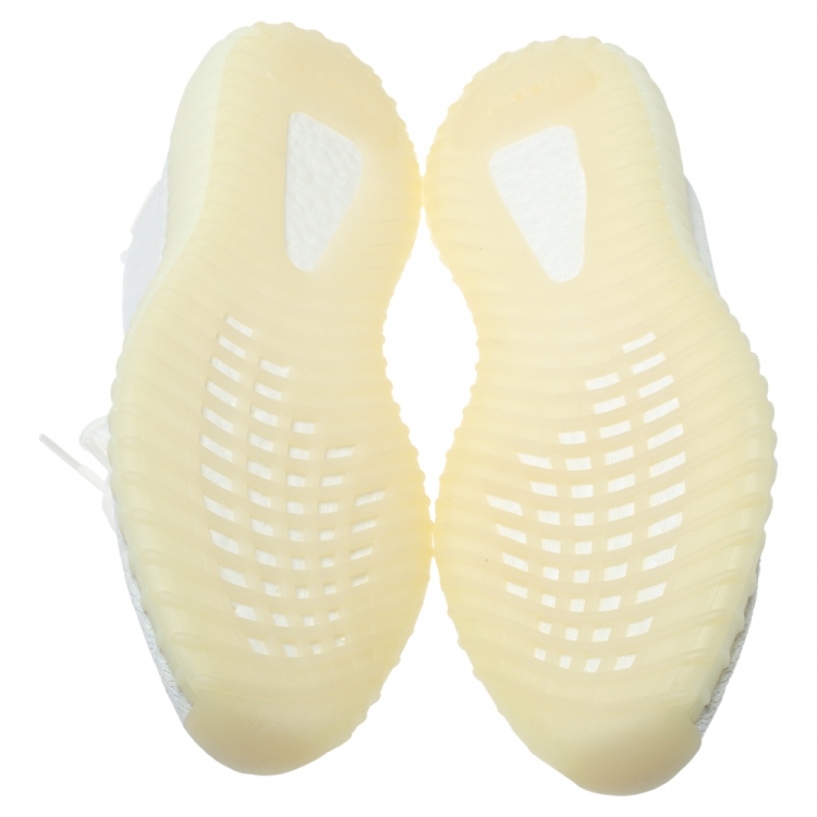 Pre Owned Yeezy x Adidas White Cotton Knit Boost 350 V2 Sneakers Size 48