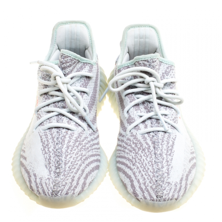 Pre Owned Yeezy x Adidas Two Tone Cotton Knit Boost 350 v2 Zebra Sneakers Size 43.5