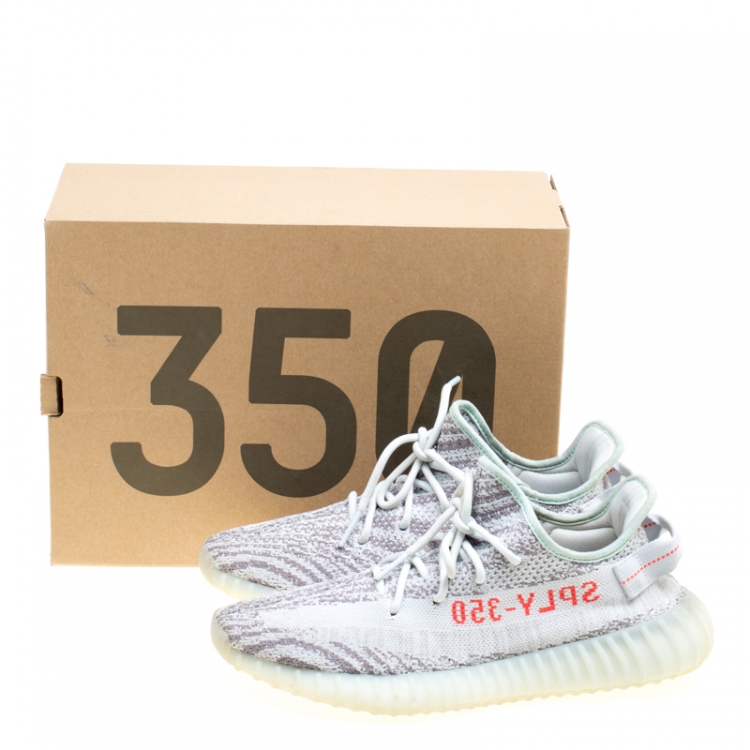 Pre Owned Yeezy x Adidas Two Tone Cotton Knit Boost 350 v2 Zebra Sneakers Size 43.5