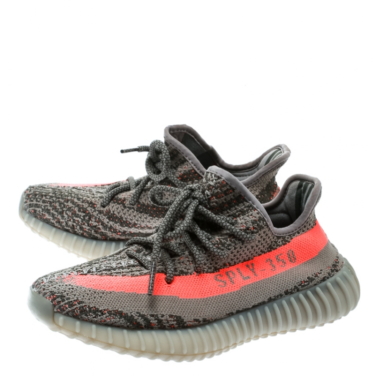Pre Owned Yeezy x Adidas Two Tone Cotton Knit Boost 350 v2 Zebra Sneakers Size 37.5