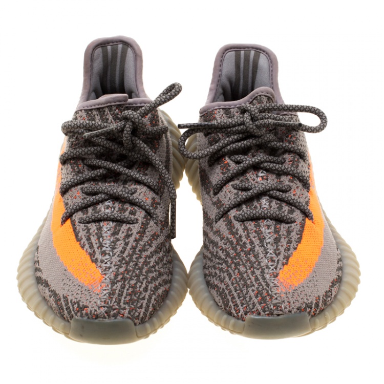 Pre Owned Yeezy x Adidas Two Tone Cotton Knit Boost 350 v2 Zebra Sneakers Size 38.5