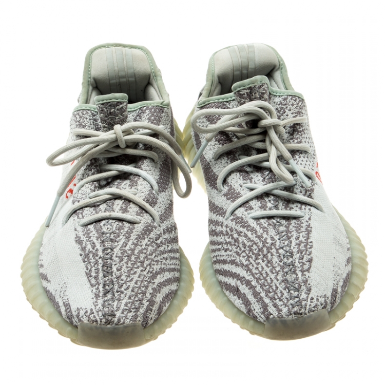 Pre Owned Yeezy x Adidas Two Tone Cotton Knit Boost 350 v2 Zebra Sneakers Size 38