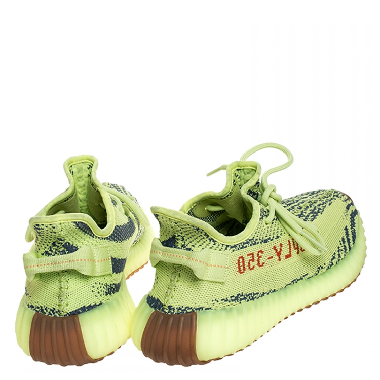 Pre Owned Yeezy X Adidas Green Cotton Knit 350 V2 Sneakers Size 42