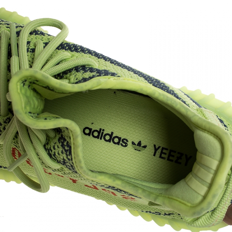 Pre Owned Yeezy X Adidas Green Cotton Knit 350 V2 Sneakers Size 42