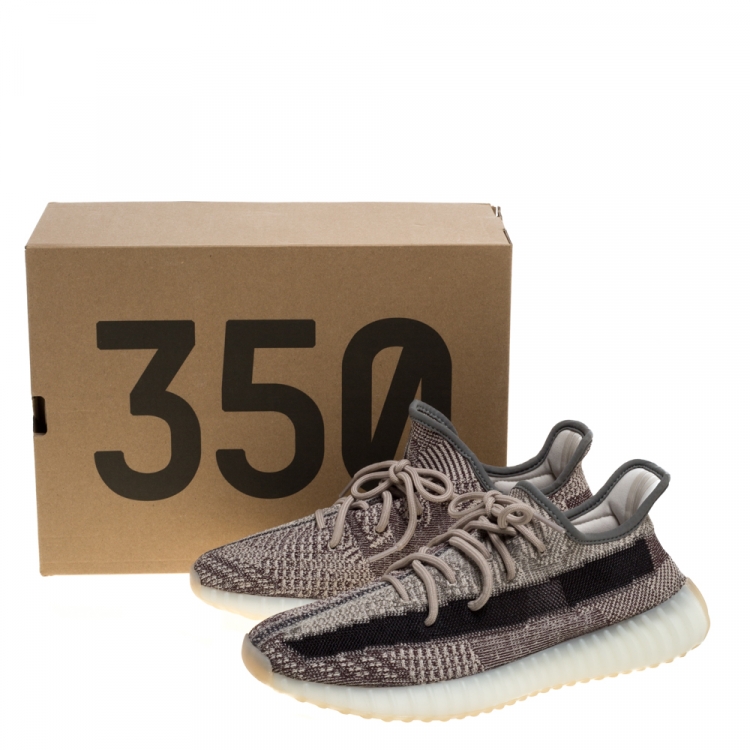 Pre Owned Yeezy x Adidas Black/Grey Cotton Knit Boost 350 V2 Zyon Sneakers Size 44