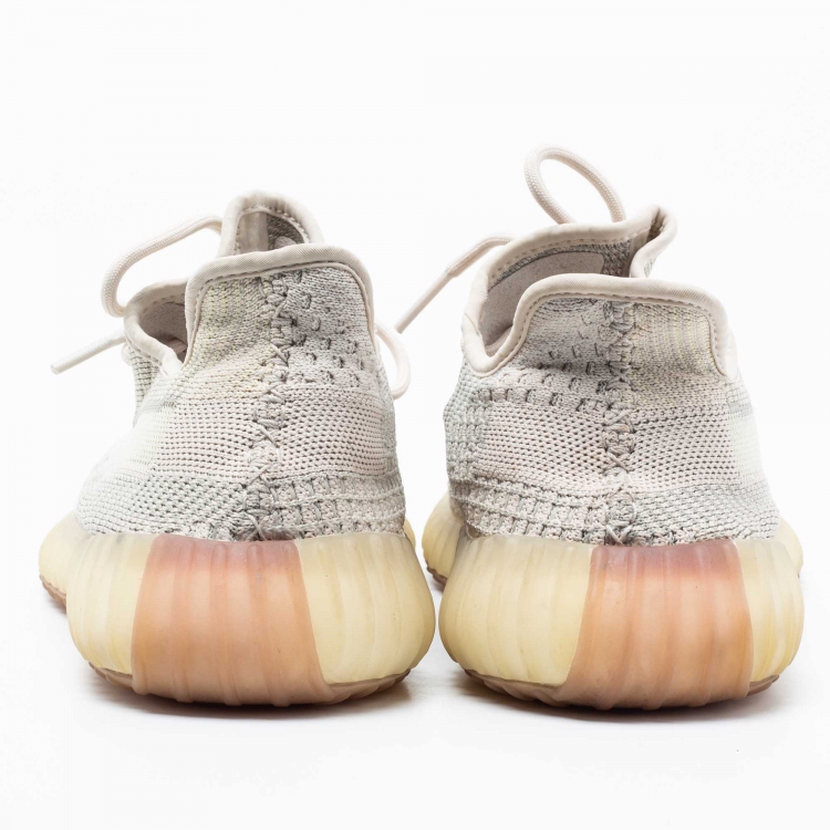 Pre Owned Yeezy x Adidas Beige/Grey Knit Fabric Boost 350 V2 Citrin Sneakers Size 43 1/3