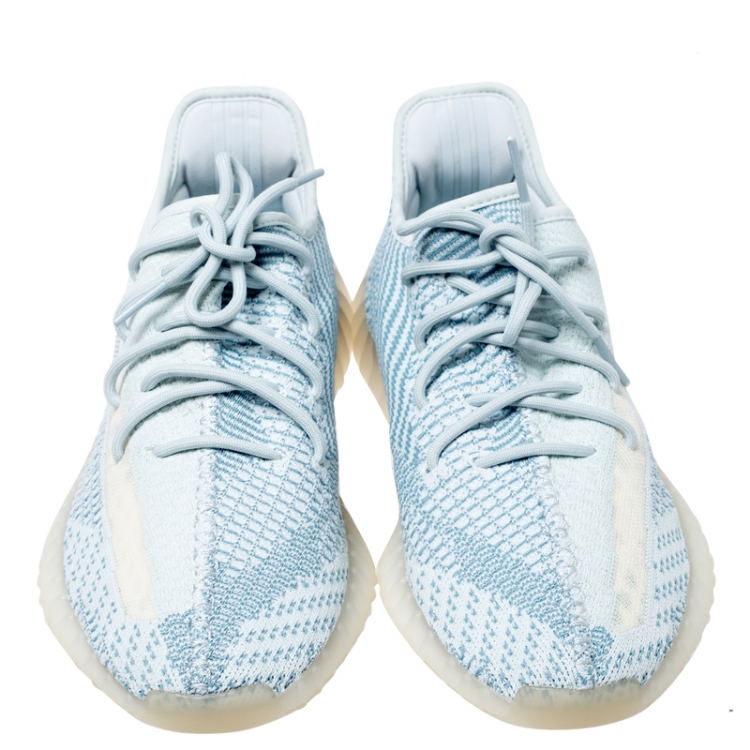 Pre Owned Yeezy x Adidas Green/White Cotton Knit Boost 350 V2 Sneakers Size 45.5