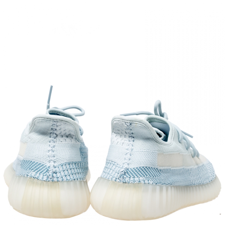 Pre Owned Yeezy x Adidas Green/White Cotton Knit Boost 350 V2 Sneakers Size 45.5
