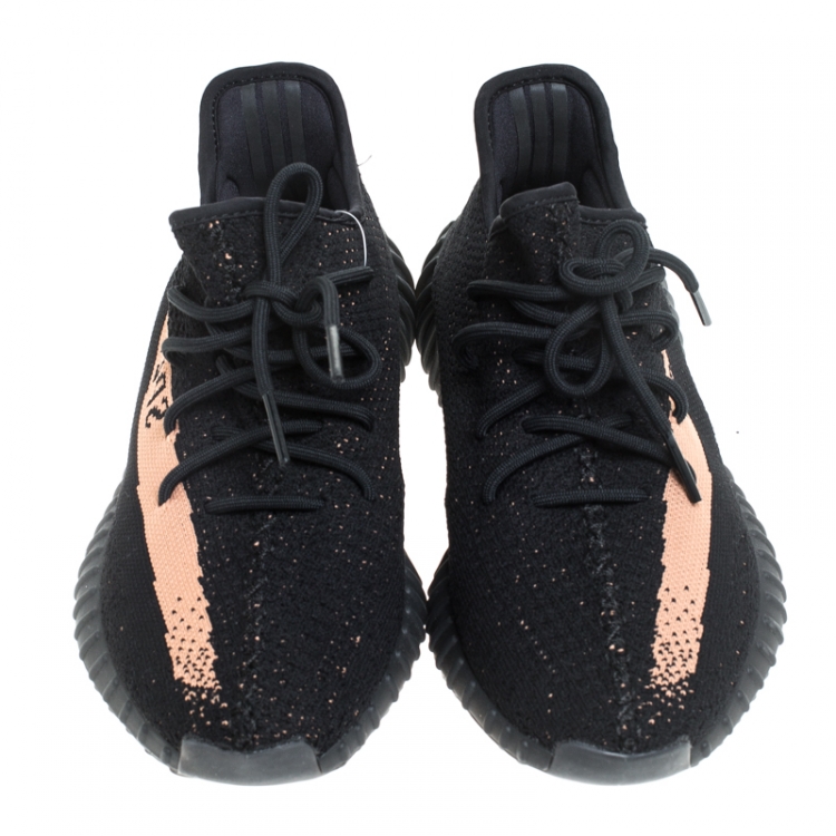 Pre Owned Yeezy x Adidas Black Cotton Knit Boost 350 V2 Sneakers Size 42