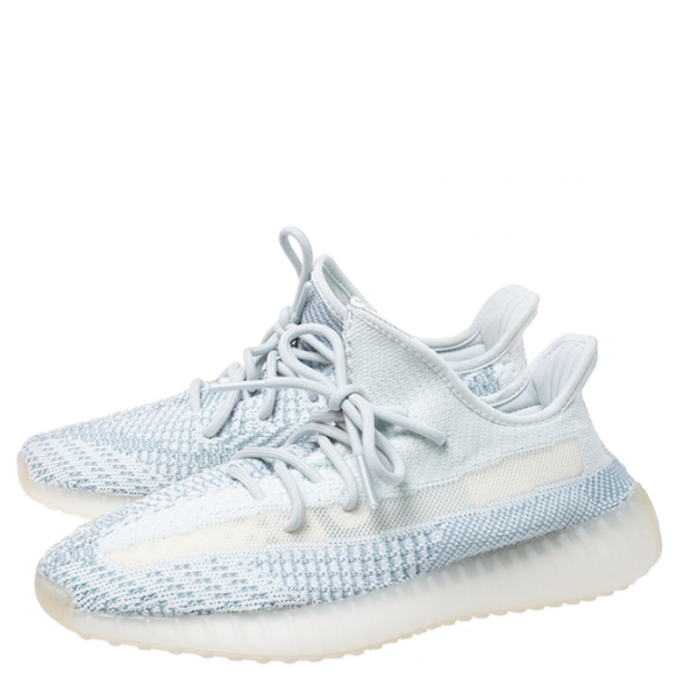 مملوكة مسبقًا Yeezy x Adidas Blue/White Cotton Knit Boost 350 V2 Sneakers Size 41.5