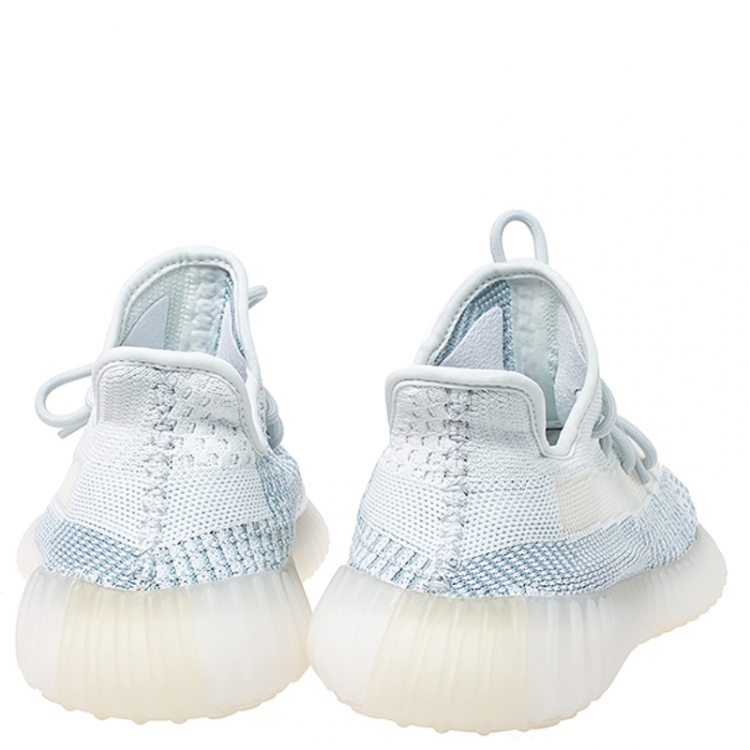 مملوكة مسبقًا Yeezy x Adidas Blue/White Cotton Knit Boost 350 V2 Sneakers Size 41.5