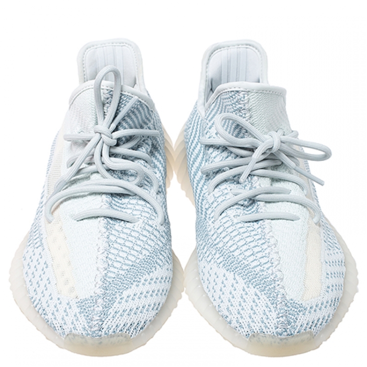 مملوكة مسبقًا Yeezy x Adidas Blue/White Cotton Knit Boost 350 V2 Sneakers Size 41.5