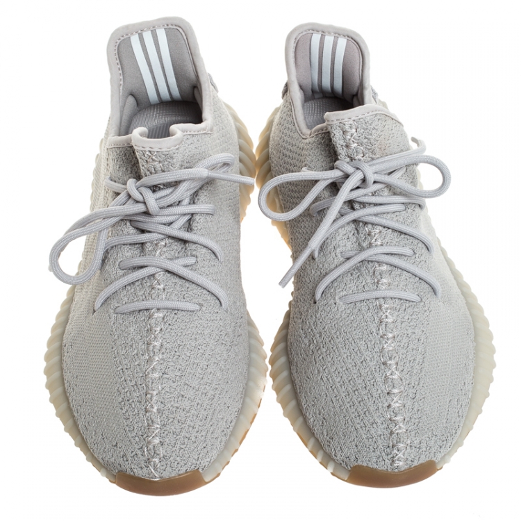 Pre Owned Yeezy x Adidas Grey Cotton Knit Boost 350 V1 Sneakers Size 41.5